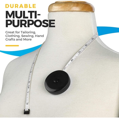 Tape Measure for Body Measuring Tape - Dual Sided Inch and Cm, Portable, Retractable Soft Ruler Tool for Body Fat, Fitness Sewing and Accurate Body