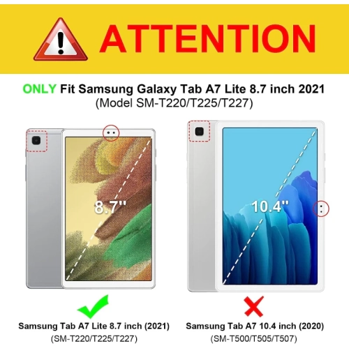 Samsung Galaxy Tab A7 Lite 8.7 inch 2021 Keyboard Case | Slim Lightweight Stand Cover with Detachable Wireless Bluetooth Keyboard - SM-T220/T225/T227