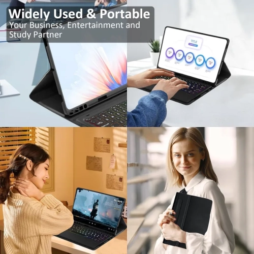 Gener Keyboard Case for Samsung Galaxy Tab S10 Plus / Tab S9 Plus 12.4 inch | Bluetooth Backlit Detachable Wireless Keyboard with Pen Holder - Black