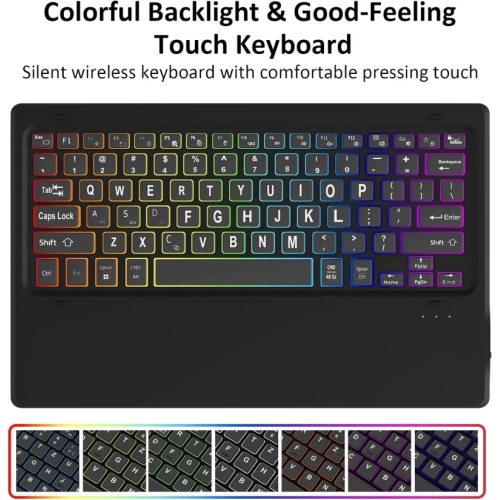 Gener Keyboard Case for Samsung Galaxy Tab S10 Plus / Tab S9 Plus 12.4 inch | Bluetooth Backlit Detachable Wireless Keyboard with Pen Holder - Black