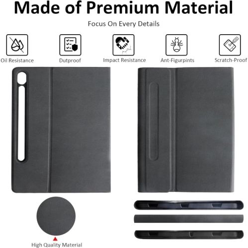 Gener Keyboard Case for Samsung Galaxy Tab S10 Plus / Tab S9 Plus 12.4 inch | Bluetooth Backlit Detachable Wireless Keyboard with Pen Holder - Black