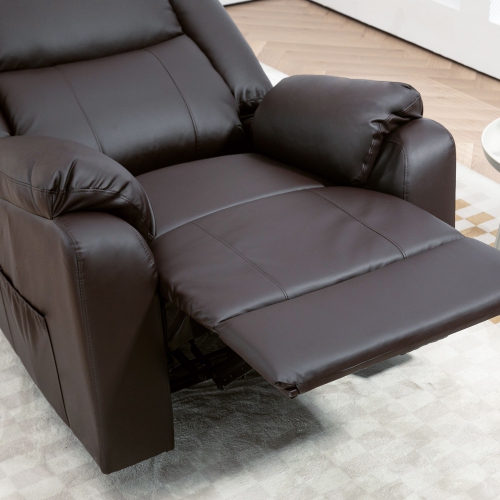 HOMCOM – Fauteuil inclinable pour salon, canapé inclinable simple en similicuir pu, fauteuil inclinable manuel avec repose-pieds, rembourrage épais