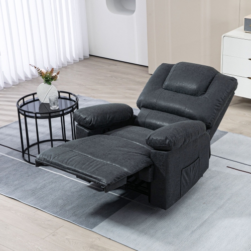 HOMCOM – Fauteuil inclinable manuel, fauteuil inclinable en cuir pu, canapé inclinable simple pour le salon avec repose-pieds et 2 pochettes