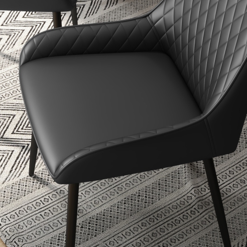 Ensemble de 4 chaises de salle à manger modernes de HOMCOM, chaises de cuisine recouvertes de cuir PU avec capitonnage en losange et pattes en acier