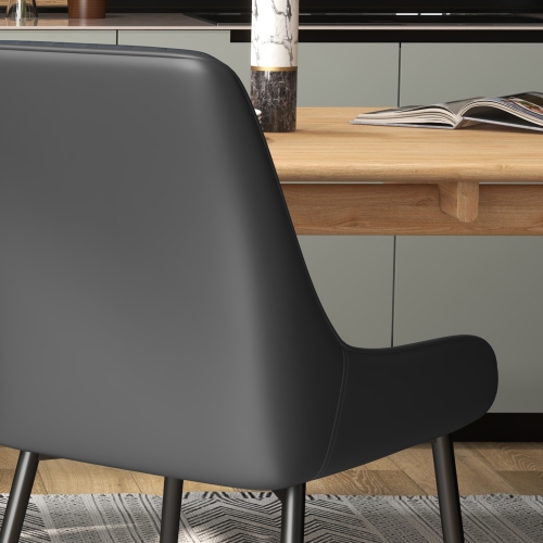 Ensemble de 4 chaises de salle à manger modernes de HOMCOM, chaises de cuisine recouvertes de cuir PU avec capitonnage en losange et pattes en acier