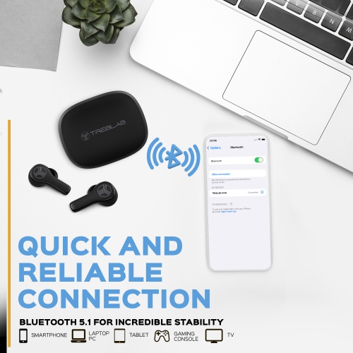 TREBLAB WX8 - True Wireless Earbuds, IPX8 Waterproof Earbuds with up 28H of Play Time, Bluetooth Headphones w/Touch Control and Noise Isolation,