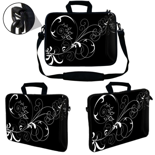 LSS 17.4 inch Laptop Sleeve Bag Notebook with Extra Side Pocket, Soft Carrying Handle & Removable Shoulder Strap for 16" 17" 17.3" 17.4" - Vines