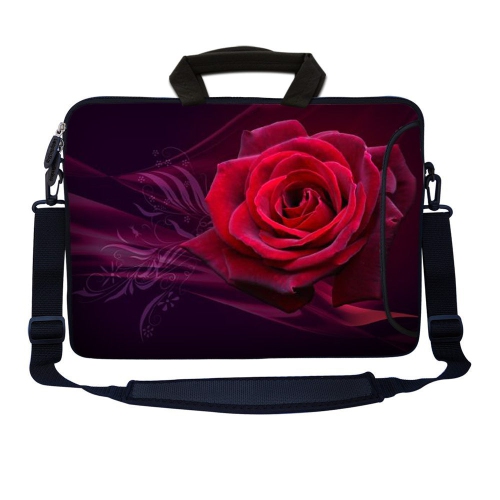 LSS 15.6 inch Laptop Sleeve Bag Notebook with Extra Side Pocket, Soft Carrying Handle & Removable Shoulder Strap for 14" 15" 15.4" 15.6" - Pink Rose