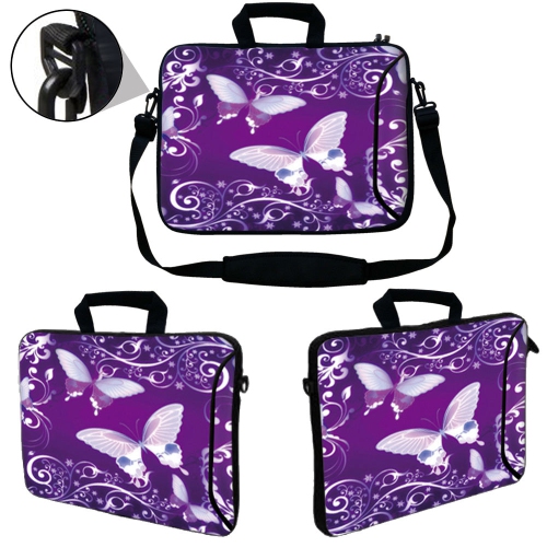 LSS 15.6 inch Laptop Sleeve Bag Notebook with Extra Side Pocket, Soft Carrying Handle & Removable Shoulder Strap for 14" 15" 15.4" 15.6" - Purple