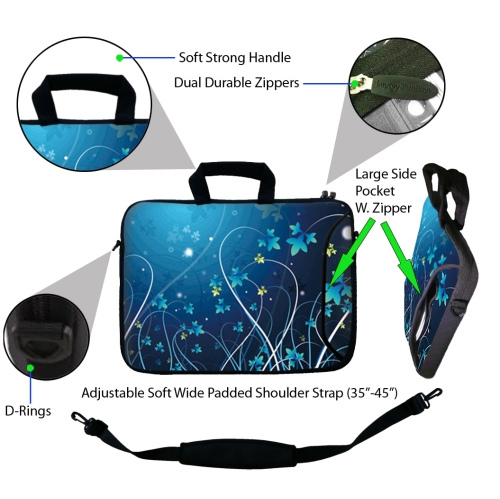 LSS 17.4 inch Laptop Sleeve Bag Notebook with Extra Side Pocket, Soft Carrying Handle & Removable Shoulder Strap for 16" 17" 17.3" 17.4" - Purple