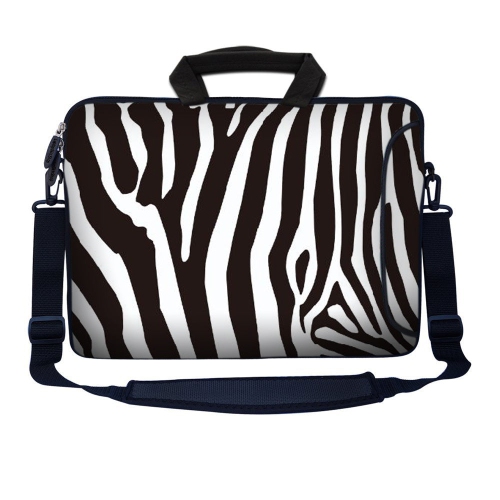 LSS 13.3 inch Laptop Sleeve Bag Notebook with Extra Side Pocket, Soft Carrying Handle & Removable Shoulder Strap for 12" 12.1" 13" 13.3" - Zebra Print