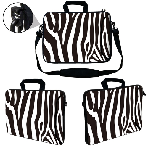 LSS 13.3 inch Laptop Sleeve Bag Notebook with Extra Side Pocket, Soft Carrying Handle & Removable Shoulder Strap for 12" 12.1" 13" 13.3" - Zebra Print