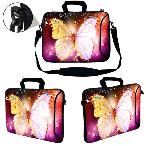 LSS 15.6 inch Laptop Sleeve Bag Notebook with Extra Side Pocket, Soft Carrying Handle & Removable Shoulder Strap for 14" 15" 15.4" 15.6" - Sparkling