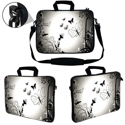 LSS 15.6 inch Laptop Sleeve Bag Notebook with Extra Side Pocket, Soft Carrying Handle & Removable Shoulder Strap for 14" 15" 15.4" 15.6" - Dark