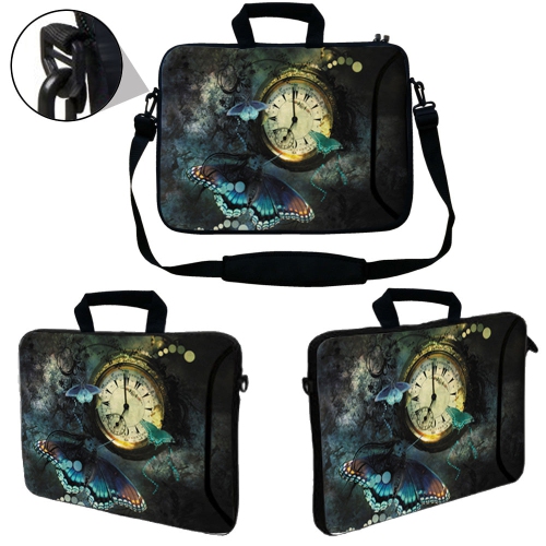LSS 13.3 inch Laptop Sleeve Bag Notebook with Extra Side Pocket, Soft Carrying Handle & Removable Shoulder Strap for 12" 12.1" 13" 13.3" - Clock