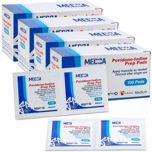 Iodine Prep Pads - Iodine Prep Solution Pads, 10% Povidone Iodine Swabs for Individual Disposable Cotton First Aid
