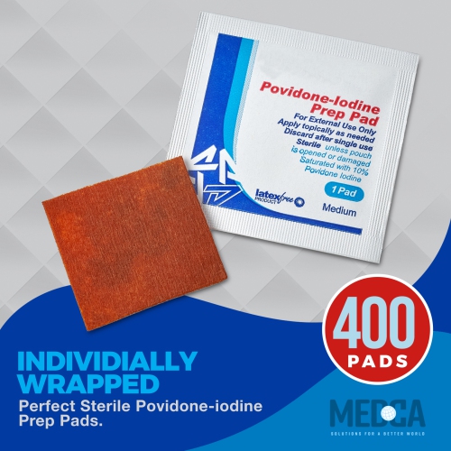 Iodine Prep Pads - Iodine Prep Solution Pads, 10% Povidone Iodine Swabs for Individual Disposable Cotton First Aid
