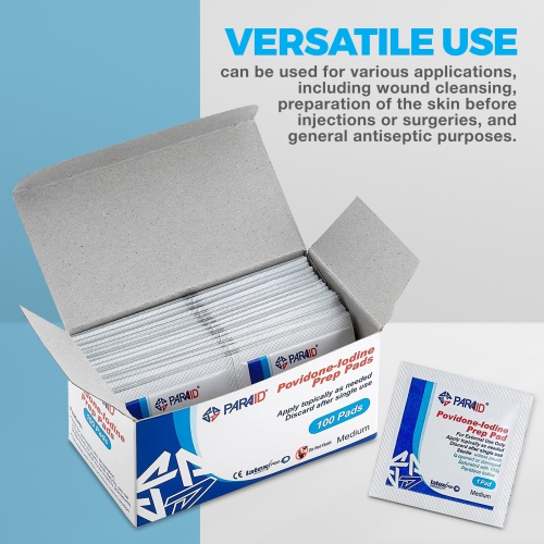 Iodine Prep Pads - Iodine Prep Solution Pads, 10% Povidone Iodine Swabs for Individual Disposable Cotton First Aid