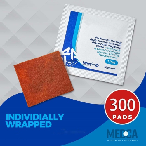 Iodine Prep Pads - Iodine Prep Solution Pads, 10% Povidone Iodine Swabs for Individual Disposable Cotton First Aid