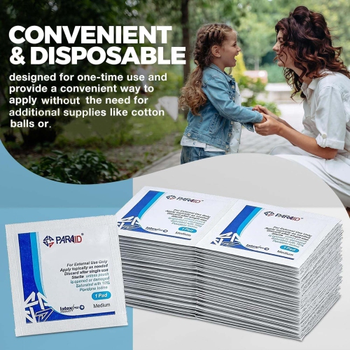 Iodine Prep Pads - Iodine Prep Solution Pads, 10% Povidone Iodine Swabs for Individual Disposable Cotton First Aid