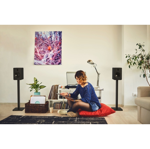 Support de plancher universel pour haut-parleur d'étagère de ST28 28 po de Kanto - Noir - paire