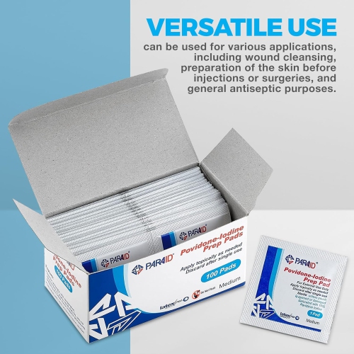 Iodine Prep Pads - Iodine Prep Solution Pads, 10% Povidone Iodine Swabs for Individual Disinfecting Wipes, Disposable Cotton Antiseptic Surgical Pad