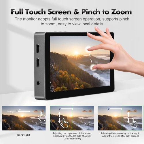 Open Box - Desview R7II Camera Field Monitor 7 inch 2600nits Touch Screen Full HD IPS 178° View Angle