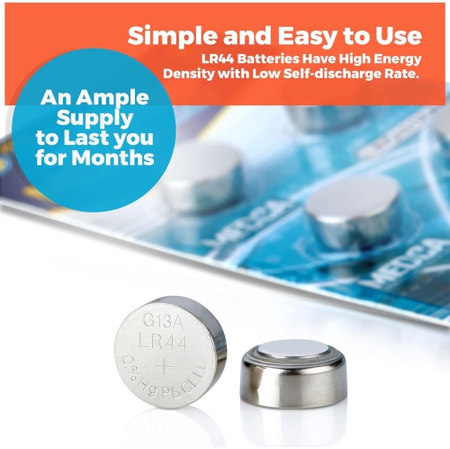 Medca 1.5v Alkaline Batteries - Lr44 Ag13 357 303 Sr44 Battery - Button Coin Cell for Hearing Aids and Amplifiers, Toys, Remotes, Calculators, Lasers