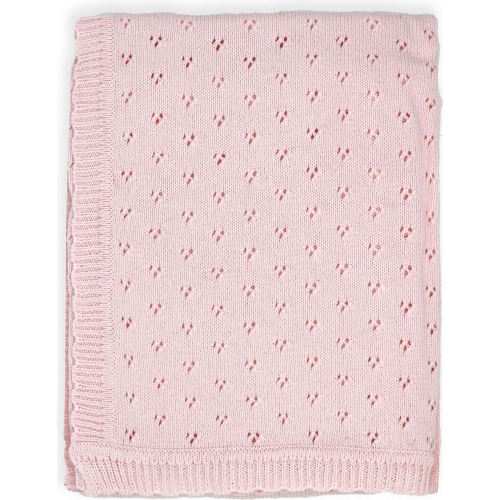 Couverture en tricot de pointelle de Baby mode - Rose fard