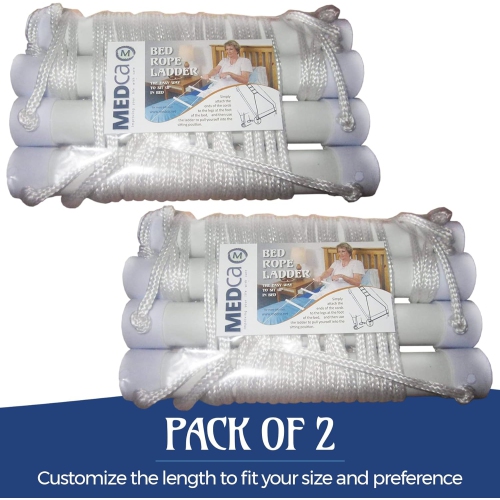 Medca Bed Helper Adjustable Home Pull Up Ladder Strap with Grip and Handles - Glows in the Dark, Help to Easily Sit Up for Seniors, Handicapped,