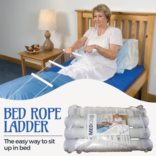 Medca Bed Helper Adjustable Home Pull Up Assist Ladder Strap with Grip and Handles - Glows in the Dark - Help to Easily Sit Up for Seniors,