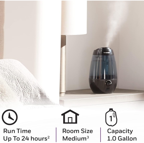 Honeywell HUL535BC Ultrasonic Cool Mist Humidifier, with Variable Output Control, Auto Shut-off, Ultra Quiet Operation, Directional Mist Outlet, Cool