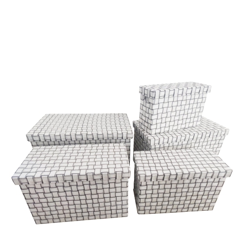 Jessar - Set of 5 Fabric Storage Baskets with Lids, White