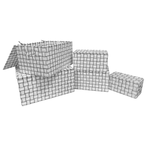 Image 1 de 2.. Jessar - Ensemble de 5 paniers de rangement en tissu avec couvercles rabattables, blanc