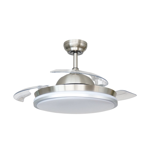 Image 1 de 2.. Xtricity – ventilateur de plafond rétractable, éclairage DEL, télécommande incluse, nickel