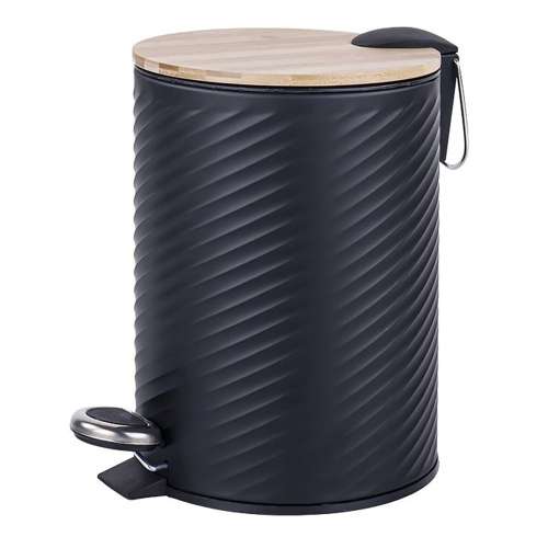 Image 1 of 2.. Jessar - Pedal Bin, 12 Liter Capacity, Soft Close, Bamboo Lid, Black