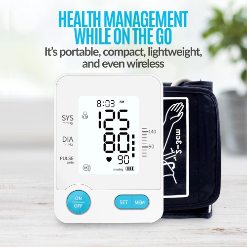 Medca Upper Arm Blood Pressure Monitors - Large Adjustable Cuff - Automatic Bp Machine with Large Backlit Lcd Display and 120 Memory Readings for