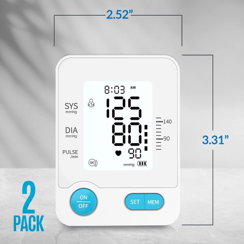 Medca Upper Arm Blood Pressure Monitors - Large Adjustable Cuff - Automatic Bp Machine with Large Backlit Lcd Display and 120 Memory Readings for