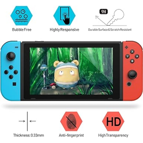 [3 Pack] WINGOMART Screen Protector Tempered Glass Compatible W/ Nintendo Switch, Transparent HD Clear Anti-Scratch Screen Protector for Nintendo