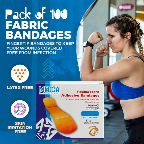 Flexible Fabric Bandages - Flex Fabric Adhesive Bandages Finger-Tip Bandages Knuckles and Thumb Bandages for Finger Care and to Protect Wounds from