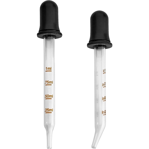 Eye Dropper - Bent & Straight Tip Calibrated Glass Medicine Droppers for Medications or Essential Oils Pipette Dropper for Accurate Easy Dose and