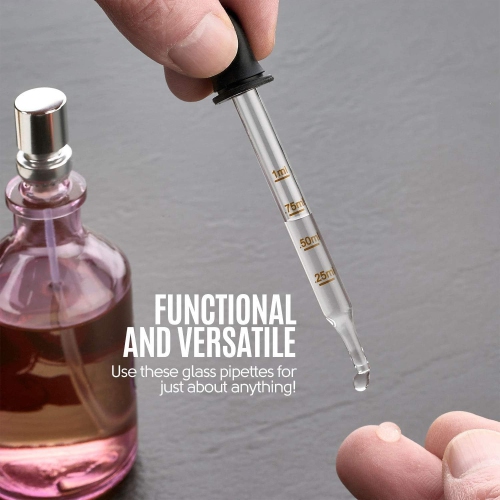 Eye Dropper - Bent & Straight Tip Calibrated Glass Medicine Droppers for Medications or Essential Oils Pipette Dropper for Accurate Easy Dose and