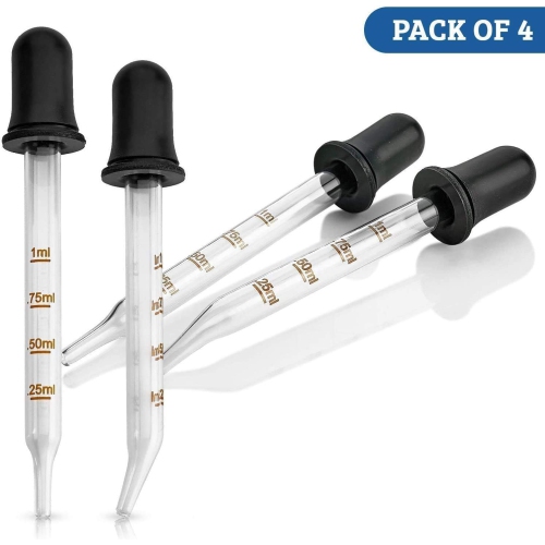 Eye Dropper - Bent & Straight Tip Calibrated Glass Medicine Droppers for Medications or Essential Oils Pipette Dropper for Accurate Easy Dose and