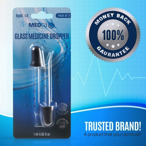 Eye Dropper - Bent & Straight Tip Calibrated Glass Medicine Droppers for Medications or Essential Oils Pipette Dropper for Accurate Easy Dose and