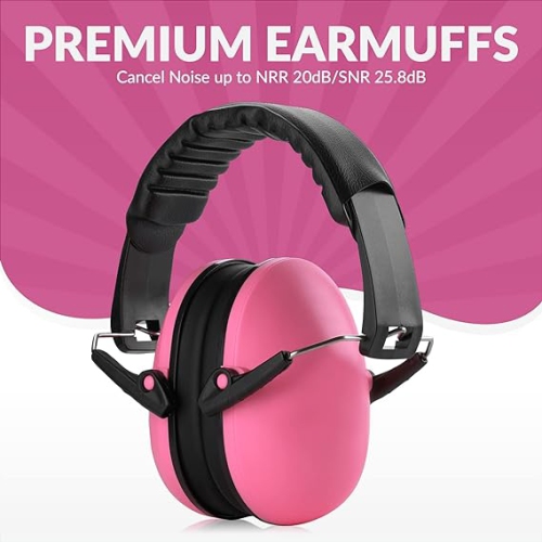 Medca Hearing Protection and Noise Reduction Earmuffs - Lightweight, Adjustable and Foldable Nrr 20db
