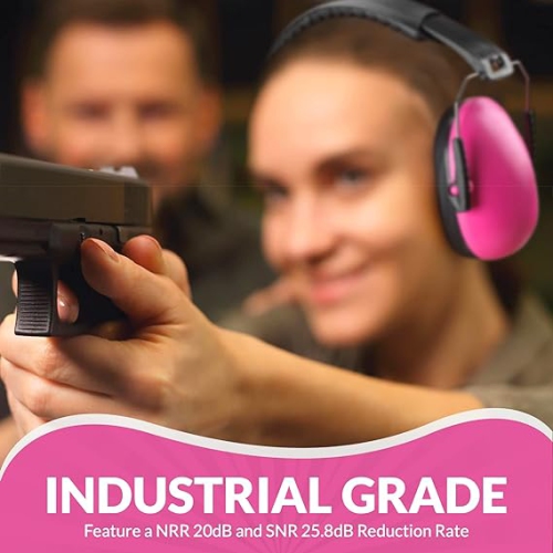 Medca Hearing Protection and Noise Reduction Earmuffs - Lightweight, Adjustable and Foldable Nrr 20db