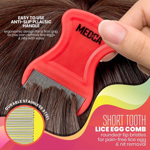 Premium 5 Piece Lice Kit - Nit Removal Fine Tooth Comb and Magnifier Full Treatment Set - Louse and Nit Combs Removes Eggs with Rounded Tips for