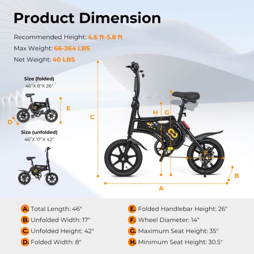 Goplus 14 Folding Electric Bike for Adults with Adjustable Saddle Portable Handle 350W Motor 36V Battery Range up to 32km Best Buy Canada