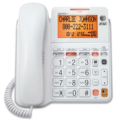 Refurbished - AT&T CL4940 Desk/Wall Corded Phone with Answering System and Backlit Display - White