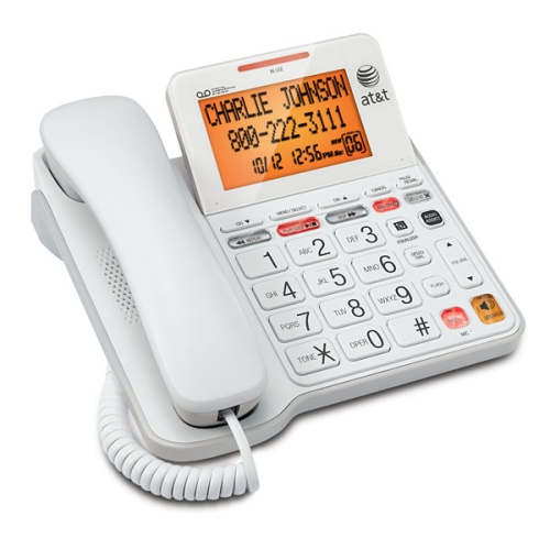 Remis à neuf - téléphone avec fil de bureau/mural CL4940 d'AT&T avec répondeur et écran rétroéclairé - Blanc